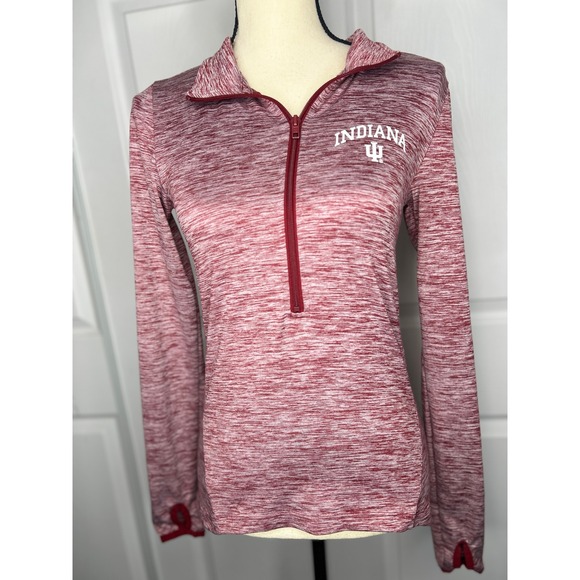 PINK Victoria's Secret Tops - PINK Victoria Secret Indiana University Quarter Zip XS Red Space Dye Pullover